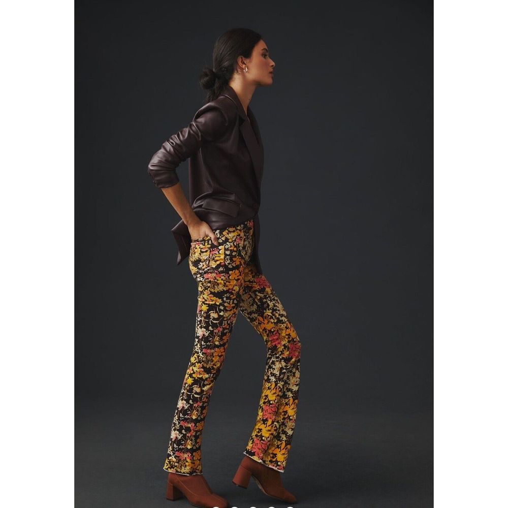 NWT Mother The Hustler High-Rise Corduroy Pants Autumn Floral Size 24 - Picture 2 of 10